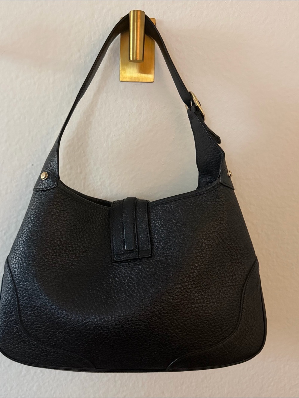 GUCCI Jackie Vintage Tom Ford Black Pebbled Leather G Hardware Shoulder Bag - Picture 5 of 14